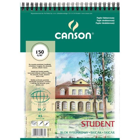 Blok rysunkowy Student A5 biały 200g 50k Canson (400121823)