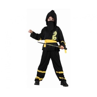 Kostium dla dzieci Czarny Ninja (bluzka z kapturem, pasek, maska, spodnie), rozm.120/130 cm Godan (SL-JJ12)