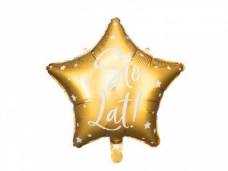 Balon foliowy Sto Lat!, 40cm, złoty 15,5cal Partydeco (FB94-019)