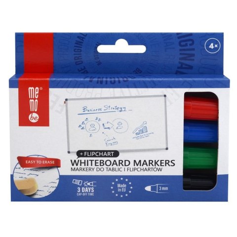 Marker permanentny 4kolory wkład mix 3,0mm okrągła końcówka Memobe (MM350-99)