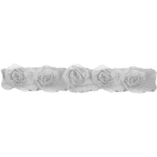 Ozdoba materiałowa Craft-Fun Series materiałowe róże na tiulowej tasiemce Titanum (D23)