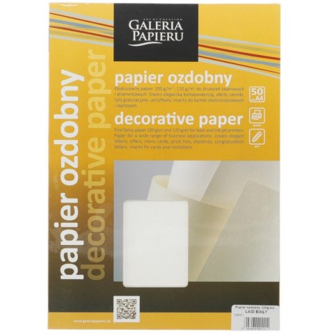 Papier ozdobny (wizytówkowy) laid biały A4 biały 120g Galeria Papieru (206001)