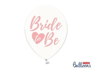 Balon gumowy 30cm, Bride to be, Crystal Clear biały 300mm Partydeco (SB14C-205-099P-6)
