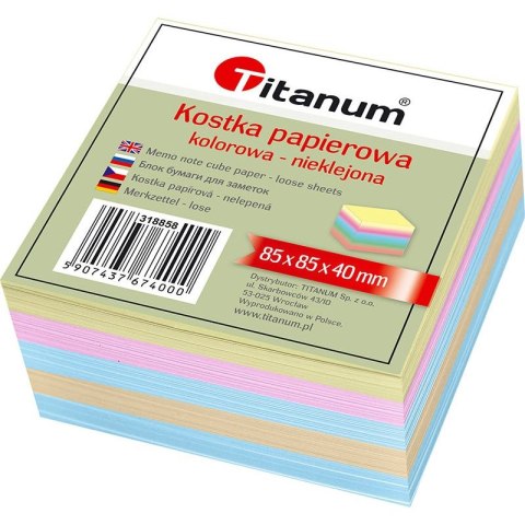 Kostka papierowa nieklejona mała mix [mm:] 85x85x 40 Titanum