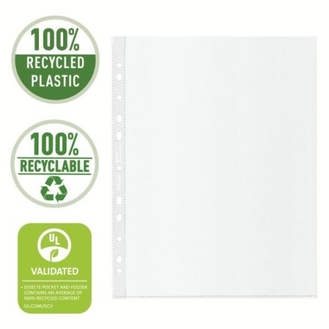 Koszulki na dokumenty Recycled Maxi groszkowa A4 kolor: bezbarwny typu U 70 mic. Esselte (627502)