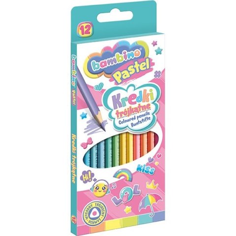Kredki ołówkowe Bambino PASTELOWE 12 k 12 kol. St.Majewski