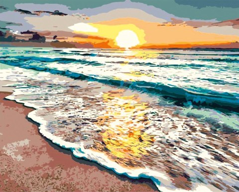 Zestaw kreatywny Malowanie po numerach 40x50cm Zachód słońca nad morzem Flamingo Line (fsy36)