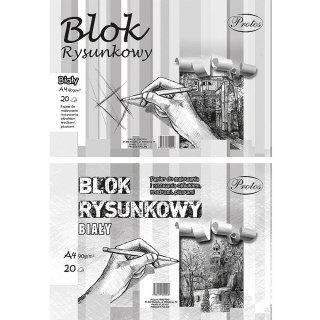 Blok rysunkowy A4 biały 90g 20k Protos