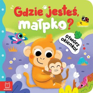 Książka dla dzieci Otwórz okienko! Gdzie jesteś, małpko ? Aksjomat