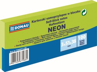 Notes samoprzylepny (karteczki) Neon zielony 300k [mm:] 51x38 Donau (7585011-06)