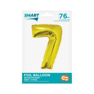 Balon foliowy Smart cyfra 7 złota 76cm Godan (CH-SZL7)