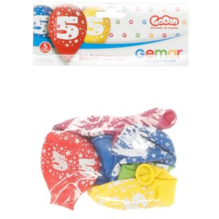 Balon gumowy Z NADRUKIEM 5 szt mix 300mm 12cal Godan (GS110/5)