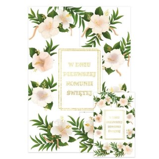 Kartka składana Karnet A5 KOMUNIA Z KLAPKĄ HIBISKUS A5 Henry (5907465667548)