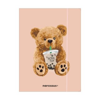 Teczka kartonowa na gumkę Teddies& Miś z boba tea A4 mix 270g Narcissus