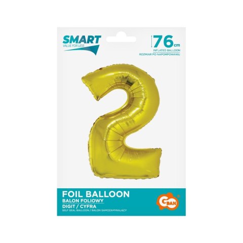 Balon foliowy Smart cyfra 2 złota 76cm Godan (CH-SZL2)