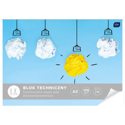 Blok techniczny A3 biały 170g 10k Interdruk (BLTA3)