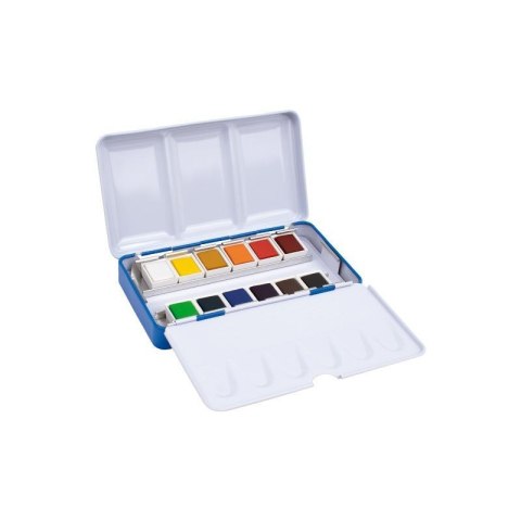 Farby akwarelowe metalowa kasetka, w kostkach 12 kolor. Milan (05B1612)