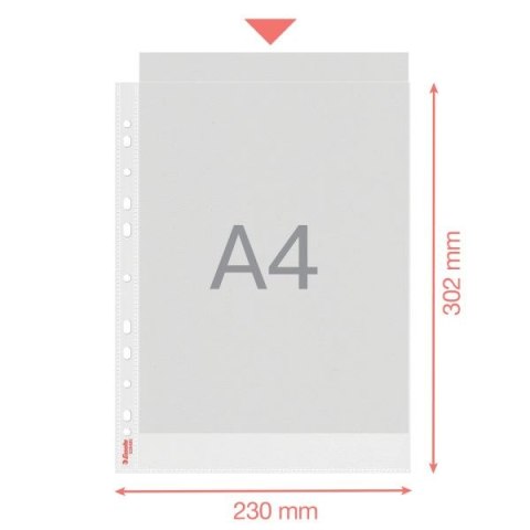 Koszulki na dokumenty groszkowa A4 kolor: transparentna typu U 43 mic. Esselte (628486)