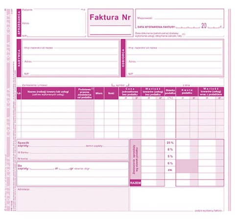 Druk offsetowy faktura 2/3 A4 81k. Michalczyk i Prokop (112-2E)