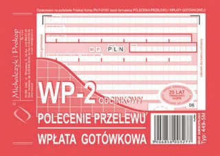 Druk samokopiujący Polecenie przelewu/wpłata gotówkowa 2-odc. A6 80k. Michalczyk i Prokop (449-5M)