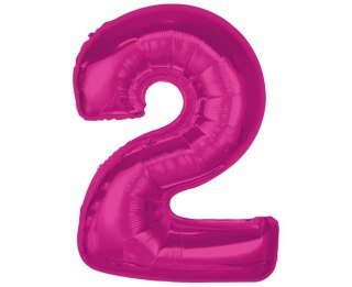 Balon foliowy Smart cyfra 2, różowa, 92 cm Godan (CH-S9R2)