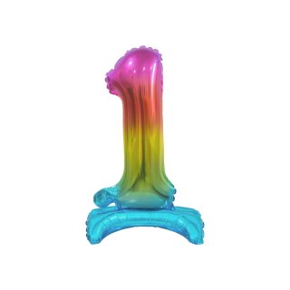 Balon foliowy stojąca cyfra 1 tęczowa 38 cm Godan (BC-ATT1)