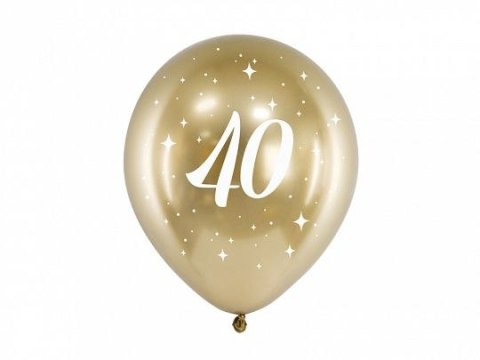 Balon gumowy Glossy 40 urodziny złoty 300mm Partydeco (CHB14-1-40-019-6)