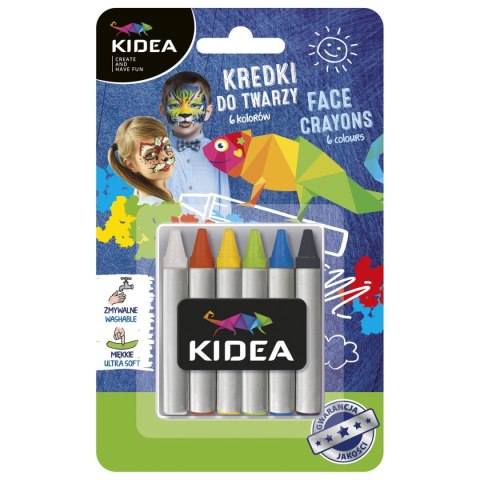 Farba do malowania twarzy 6 kolor. Kidea (KDT6KA)