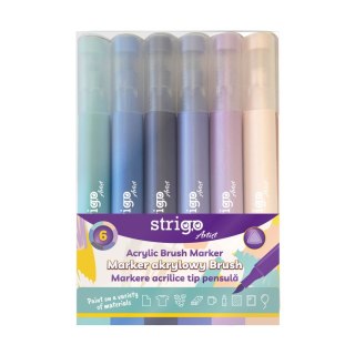 Marker specjalistyczny końcówka BRUSH akrylowy w 6kol wkład mix pędzelek końcówka Strigo (SSC431)