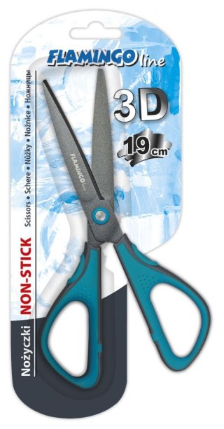 Nożyczki teflonowe czarne ostrze 3D 19cm Flamingo (FL055524)