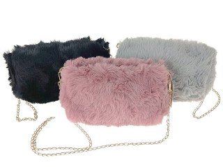 Torebka pluszowa 22x16x7cm, z paskiem-łańcuszkiem dł.43cm Adar (597044)