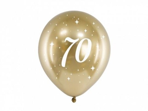 Balon gumowy Glossy 70 urodziny złoty 300mm Partydeco (CHB14-1-70-019-6)