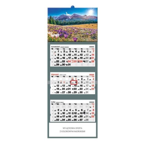 Kalendarz ścienny ZACHÓD SŁOŃCA trójdzielny A3+ Jotan (T43)