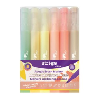 Marker specjalistyczny końcówka BRUSH akrylowy w 6kol wkład mix pędzelek końcówka Strigo (SSC432)