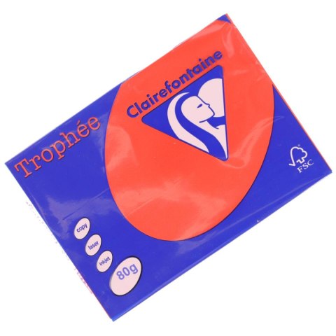 Papier kolorowy kolorowy A4 czerwony koralowy 250k. 80g Trophee (xca48175)