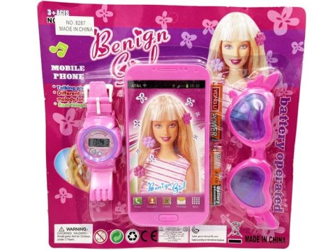 Telefon zabawkowy + zegarek cyfrowy + okulary dla dziewczynki Cabo Toys (L3618)