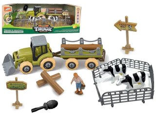 Traktor zestaw farma, traktor do skręcania, z przyczepą i drzewem, ze śrubokrętem, zwierzęta, zagroda Adar (622371)
