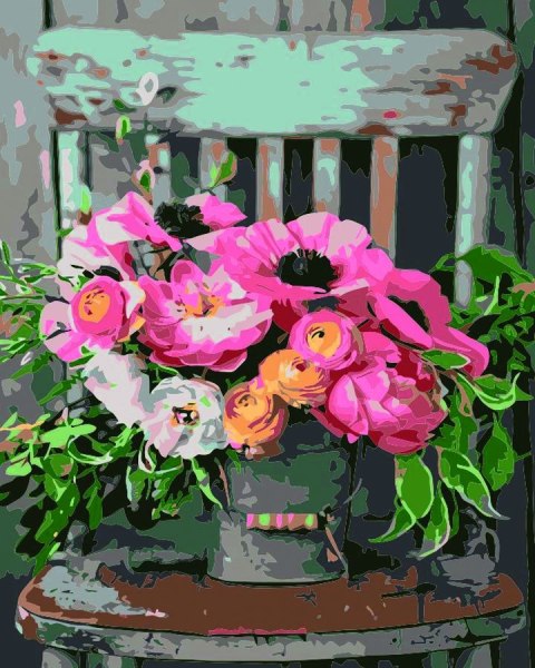 Zestaw kreatywny Malowanie po numerach 40x50cm Bukiet na krześle Flamingo Line (FYS164)