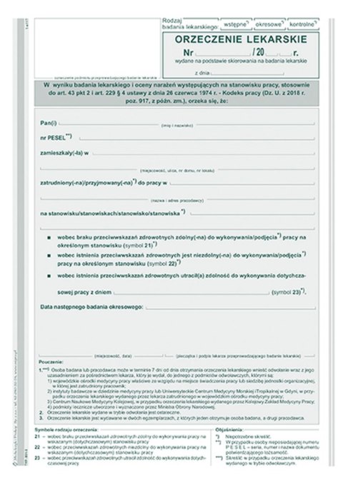 Druk offsetowy zaświadczenie lekarskie A5 40k. Michalczyk i Prokop (851-3)