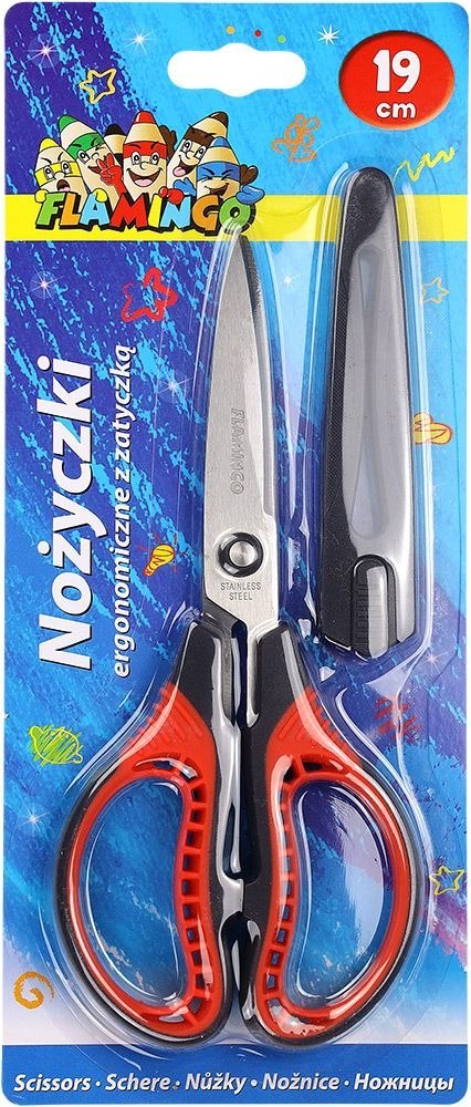 Nożyczki z zatyczką na ostrzu 19cm Flamingo (SH058.02XA)