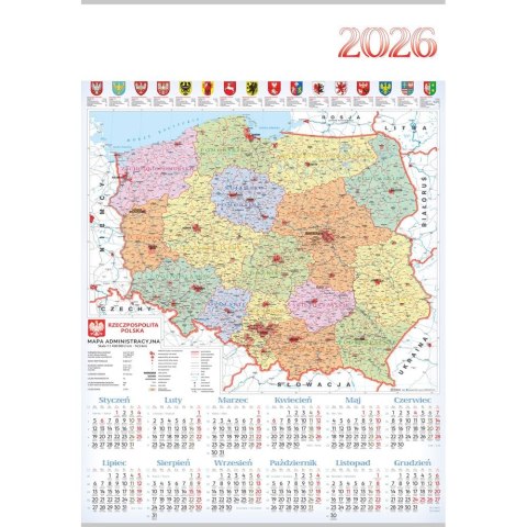 Kalendarz ścienny MAPA plakatowy 607mm x 880mm Lucrum (PL15)