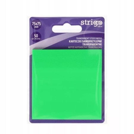 Notes samoprzylepny (karteczki) NEONOWE zielony 50k [mm:] 75x75 Strigo (SSN033)