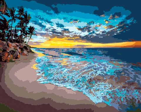 Zestaw kreatywny Malowanie po numerach 40x50cm Zachód słońca nad morzem 1 Flamingo Line (fsy60)