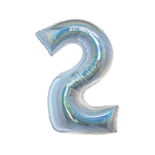 Balon foliowy Beauty&Charm Cyfra 2 holograficzna 76cm Godan (CH-BHS2)