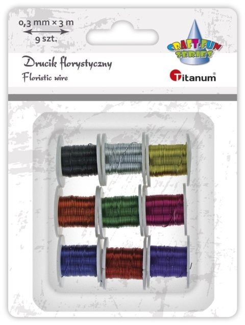 Drucik Craft-Fun Series florystyczny 9szt/0,3mmx3m kolor: mix metalizowany 300mm 3 m Titanum