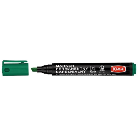 Marker permanentny wkład zielony 1,0-5,0mm ścięta końcówka Toma