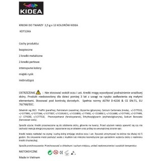Farba do malowania twarzy Kidea 12 kolor. Kidea (KDT12KA)