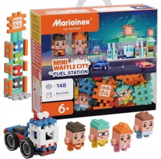 Klocki konstrukcyjne Mini Waffle City 148 elementów stacja benzynowa Marioinex