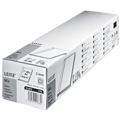Listwy wsuwane A4 czarny 3mm Leitz (21768)