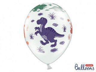 Balon gumowy Dinozaury, Pastel Pure White biały 300mm 20cal Partydeco (SB14P-159-008-6)